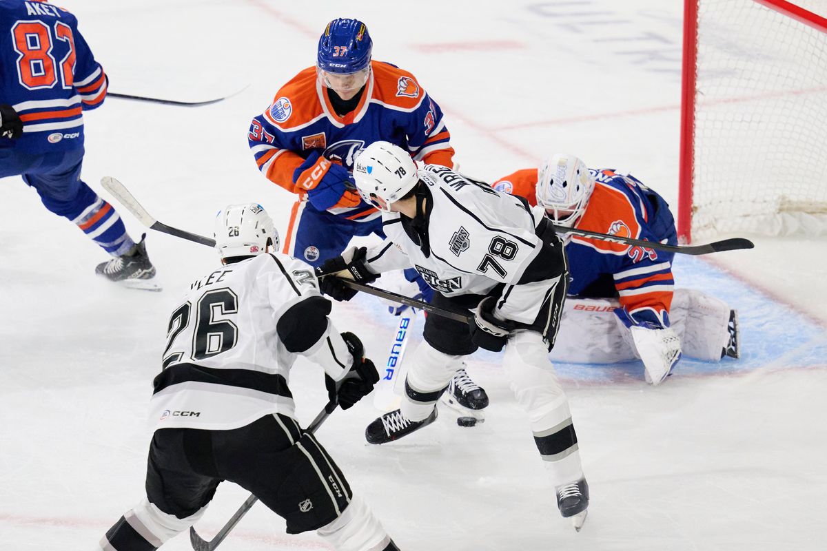Ontario reign forward Jared Wright (78) fights for a goal attempt during an AHL hockey game against the Bakersfield Condors, Friday November 21, 2025 in Ontario, Calif. Ontario reign forward Jared Wright (78) fights for a goal attempt during an AHL hockey game against the Bakersfield Condors, Friday November 21, 2025 in Ontario, Calif.
