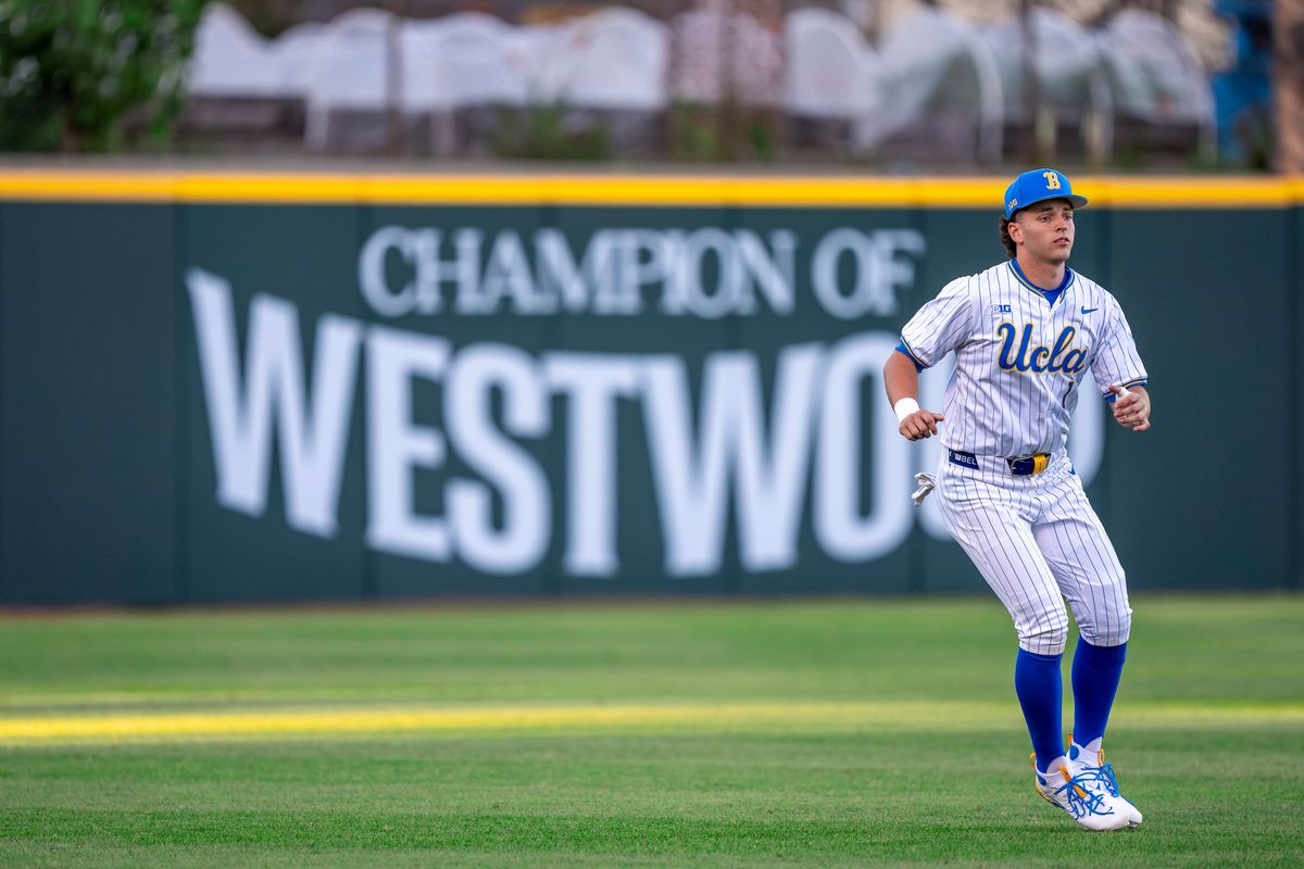 UCLA infielder, Roch Cholowsky (1) warming up before a NCAA baseball game against UC San Diego on February 13, 2026 at Jackie Robinson Stadium in Los Angeles, CA. UCLA infielder, Roch Cholowsky (1) warming up before a NCAA baseball game against UC San Diego on February 13, 2026 at Jackie Robinson Stadium in Los Angeles, CA.