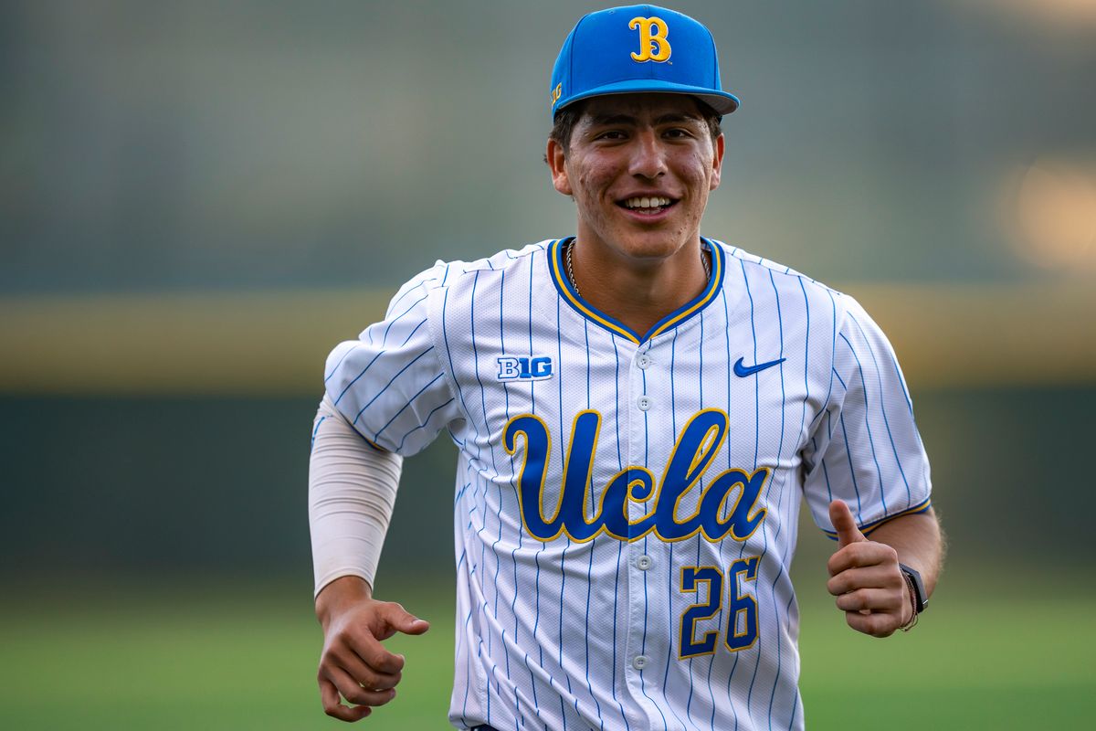 UCLA pitcher, Aiden Aguayo (26) running during a NCAA baseball game against UC San Diego on February 13, 2026 at Jackie Robinson Stadium in Los Angeles, CA. UCLA pitcher, Aiden Aguayo (26) running during a NCAA baseball game against UC San Diego on February 13, 2026 at Jackie Robinson Stadium in Los Angeles, CA.