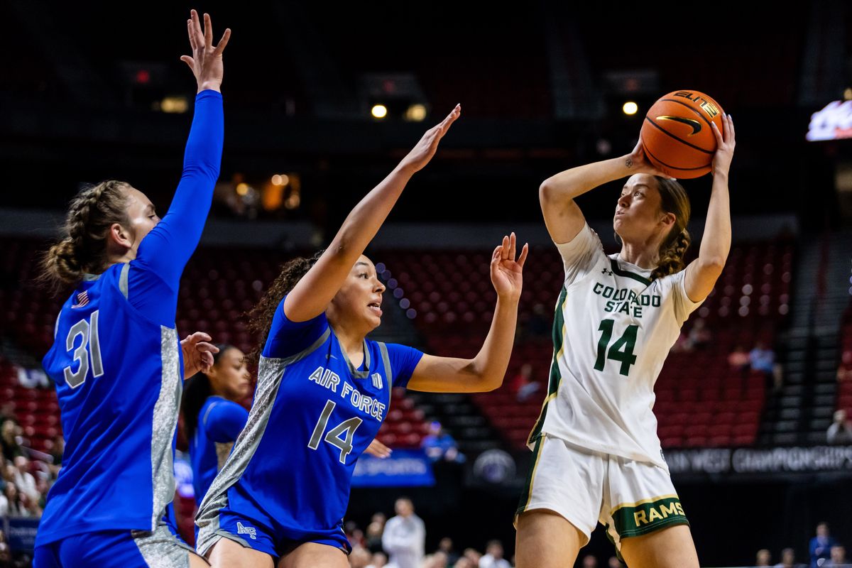 Colorado State Rams guard Marta Leimane (14) shoots the ball during a Mountain West Tournament championship game between Air Force and the Colorado State Rams, Tuesday March 10, 2026 in Las Vegas, Nev. Colorado State Rams guard Marta Leimane (14) shoots the ball during a Mountain West Tournament championship game between Air Force and the Colorado State Rams, Tuesday March 10, 2026 in Las Vegas, Nev.