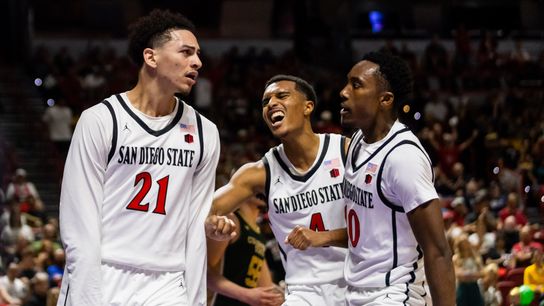 San Diego State advances to Mountain West semifinals with win over Colorado State taken at Thomas & Mack Center (San Diego State Aztecs). Photo by DJ Cabanlong - The Sporting Tribune