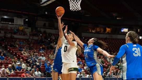 Colorado State Rams forward Madelyn Bragg (0) attempts a layup against Air Force on Tuesday, March 10, 2026, at the Thomas & Mack Center in Las Vegas. Colorado State Rams forward Madelyn Bragg (0) attempts a layup against Air Force on Tuesday, March 10, 2026, at the Thomas & Mack Center in Las Vegas.