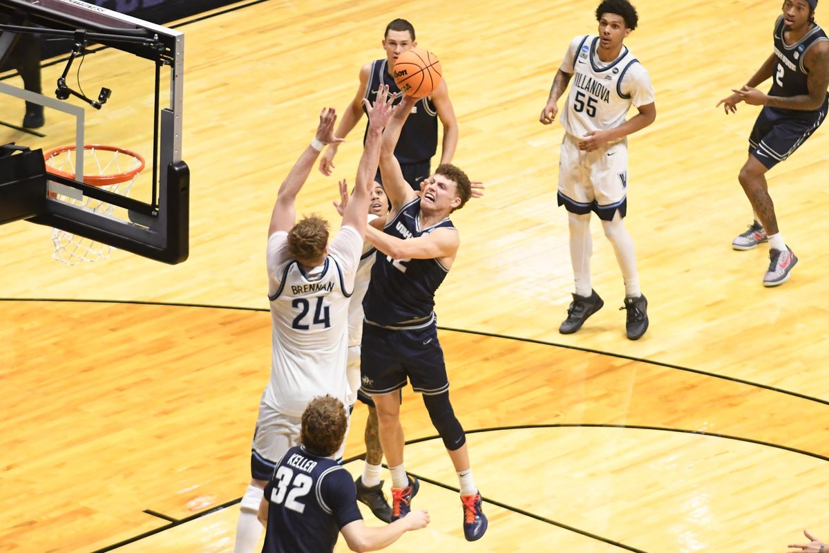 Utah State guard Mason Falsey (12) shoots a shot during an NCCA March Madness game against Villanova Friday March 20, 2026 in San Diego , California. Utah State guard Mason Falsey (12) shoots a shot during an NCCA March Madness game against Villanova Friday March 20, 2026 in San Diego , California.