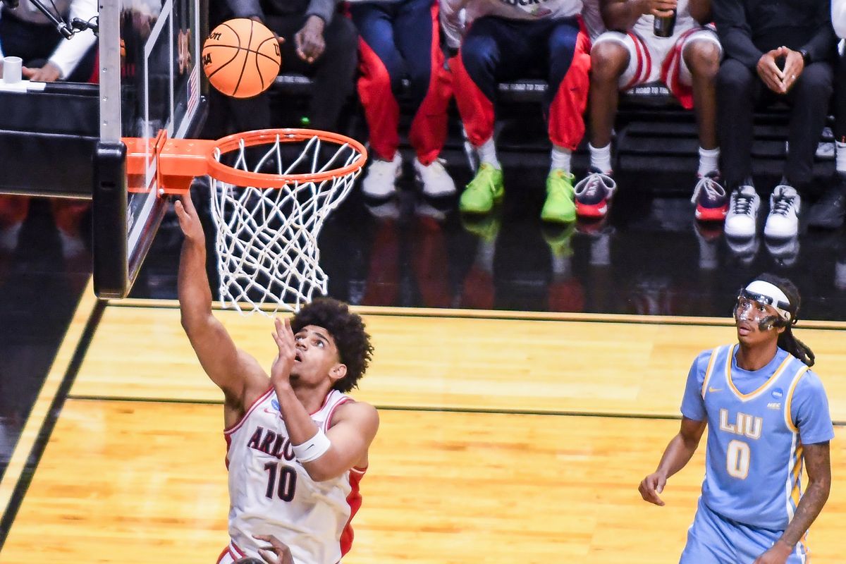 Arizona forward Koa Peat (10) makes a layup during an NCCA March Madness game against LIU Friday March 20, 2026 in San Diego, California. Arizona forward Koa Peat (10) makes a layup during an NCCA March Madness game against LIU Friday March 20, 2026 in San Diego, California.