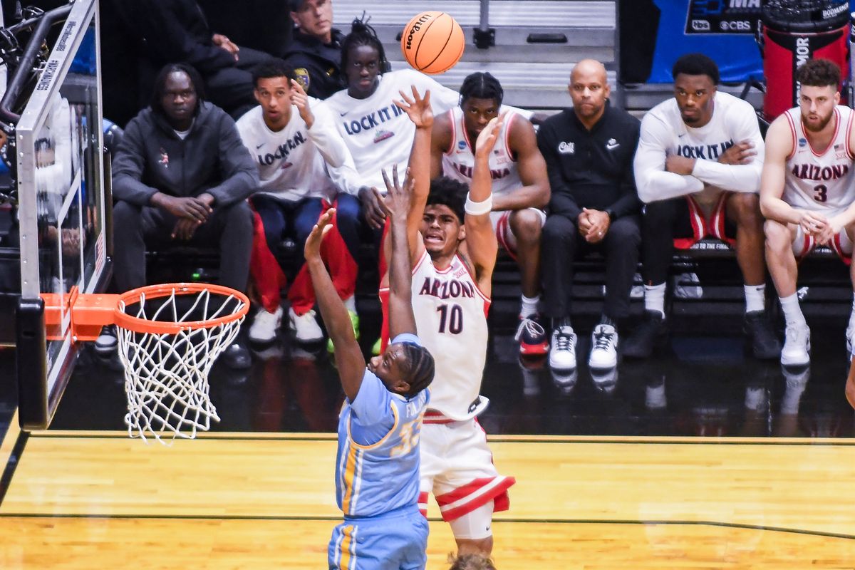 Arizona forward Koa Peat (10) makes a layup during an NCCA March Madness game against LIU Friday March 20, 2026 in San Diego, California. Arizona forward Koa Peat (10) makes a layup during an NCCA March Madness game against LIU Friday March 20, 2026 in San Diego, California.