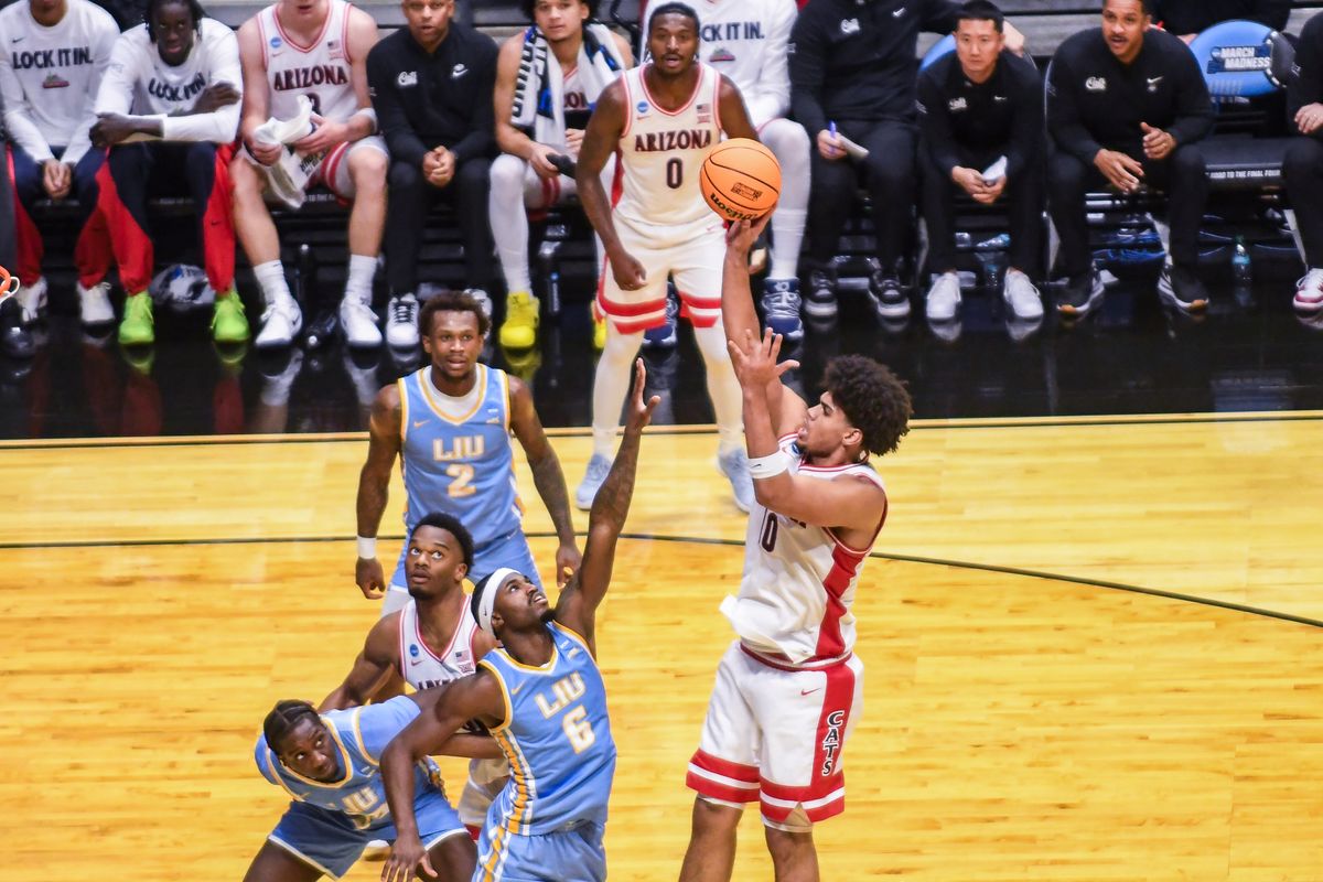 Arizona forward Koa Peat (10) makes jump shot during an NCCA March Madness game against LIU Friday March 20, 2026 in San Diego, California. Arizona forward Koa Peat (10) makes jump shot during an NCCA March Madness game against LIU Friday March 20, 2026 in San Diego, California.