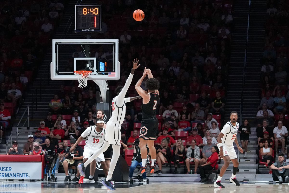 Idaho State point guard Jamison Guerra (2) shoots a three during an NCAA basketball game against SDSU, Sunday November 09, 2025 in San Diego, California. Idaho State point guard Jamison Guerra (2) shoots a three during an NCAA basketball game against SDSU, Sunday November 09, 2025 in San Diego, California.