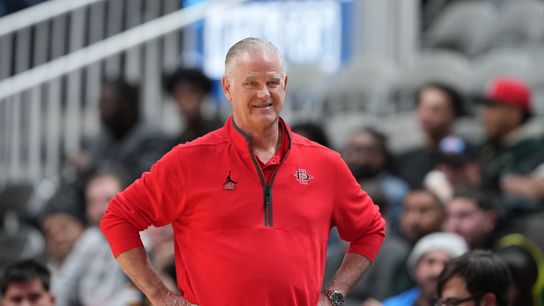 San Diego State Aztecs head coach Brian Dutcher during the first half against the California Golden Bears at SAP Center. San Diego State Aztecs head coach Brian Dutcher during the first half against the California Golden Bears at SAP Center.