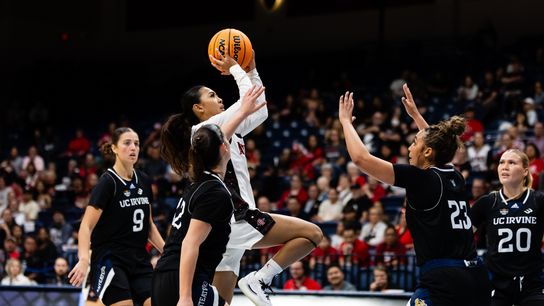 SDSU women earn WBIT first round win with clutch effort against UC Irvine taken at Jenny Craig Pavilion (San Diego State Aztecs). Photo by Derrick Tuskan - SDSU Athletics