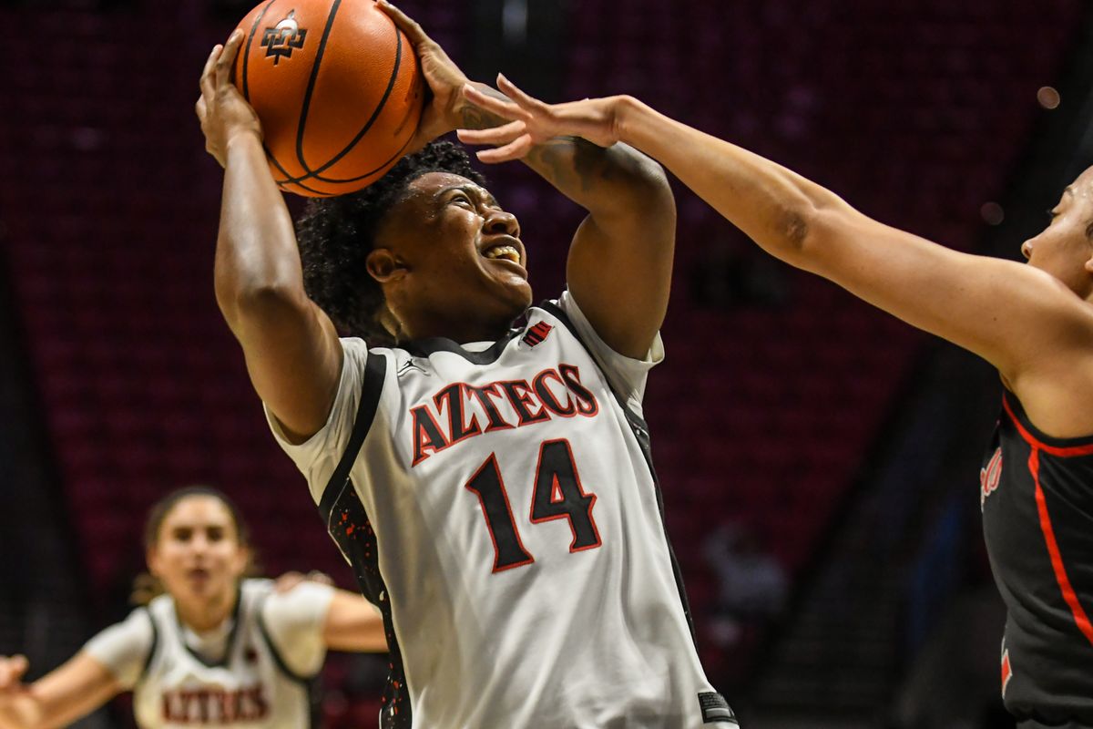 SDSU guard Nala Williams (14) shoots the ball  during an NCAA Women’s Basketball game against UNLV Wednesday February 18, 2026 in San Diego, California.