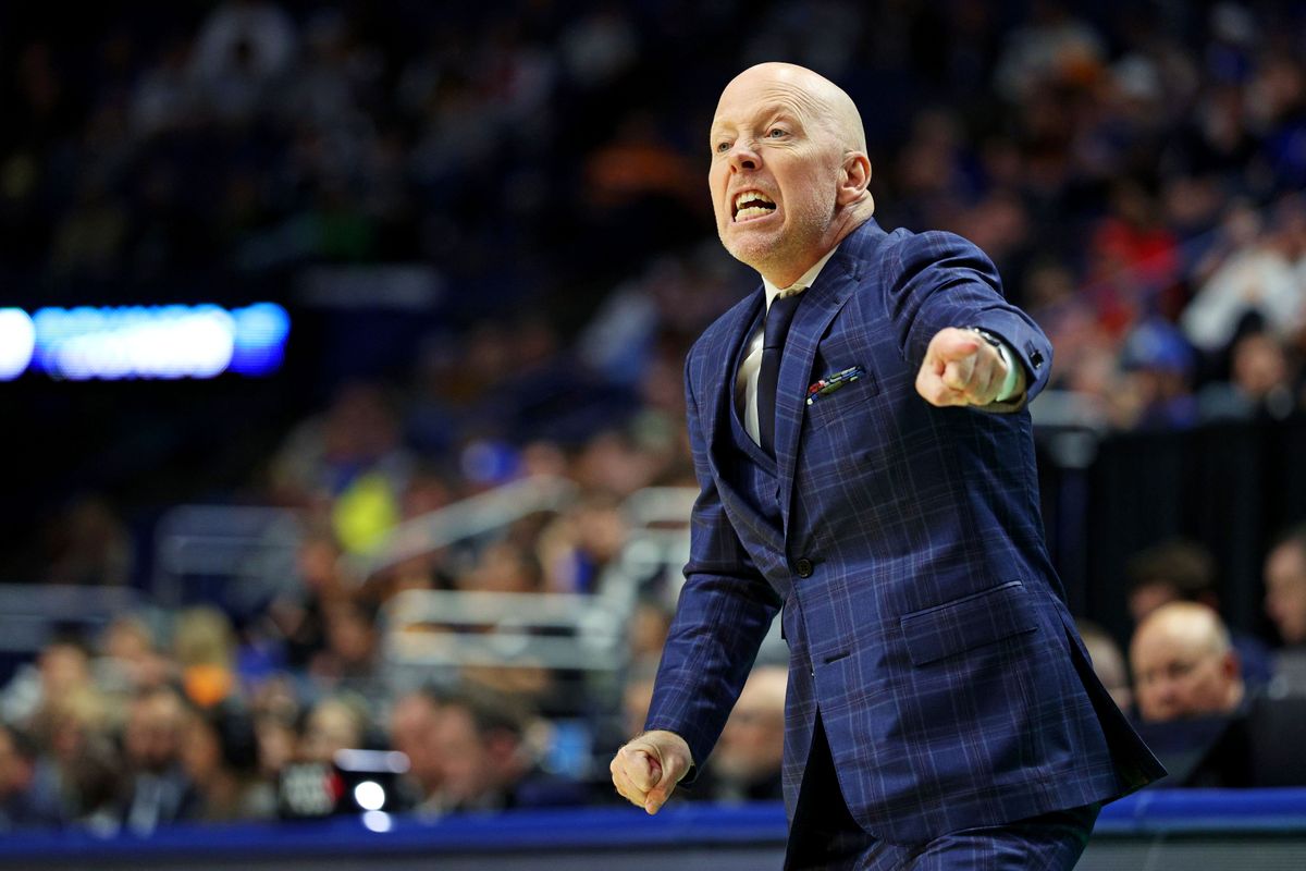 Mar 20, 2025; Lexington, KY, USA; UCLA Bruins head coach Mick Cornin during the second half against the Utah State Aggies in the first round of the NCAA Tournament at Rupp Arena. Mar 20, 2025; Lexington, KY, USA; UCLA Bruins head coach Mick Cornin during the second half against the Utah State Aggies in the first round of the NCAA Tournament at Rupp Arena.