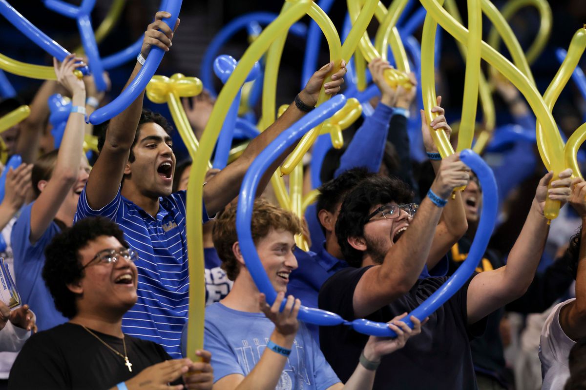 UCLA students cheer during an NCAA basketball game between the UCLA Bruins and West Georgia Wolves, Monday November 10, 2025 in Los Angeles, Calif. UCLA students cheer during an NCAA basketball game between the UCLA Bruins and West Georgia Wolves, Monday November 10, 2025 in Los Angeles, Calif.
