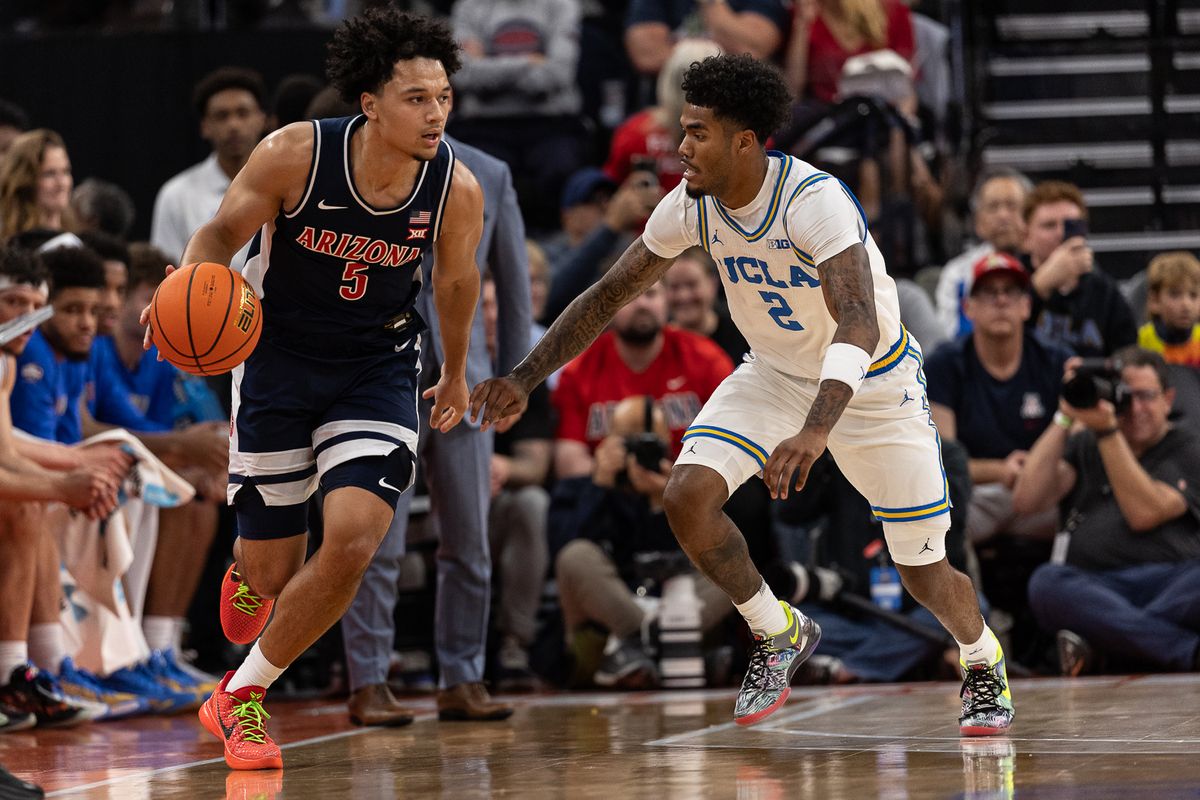 UCLA guard Donovan Dent (2) defends during a Big Ten Conference college basketball game against the Arizona Wildcats, Friday November 14, 2025 in Inglewood, Calif. UCLA guard Donovan Dent (2) defends during a Big Ten Conference college basketball game against the Arizona Wildcats, Friday November 14, 2025 in Inglewood, Calif.
