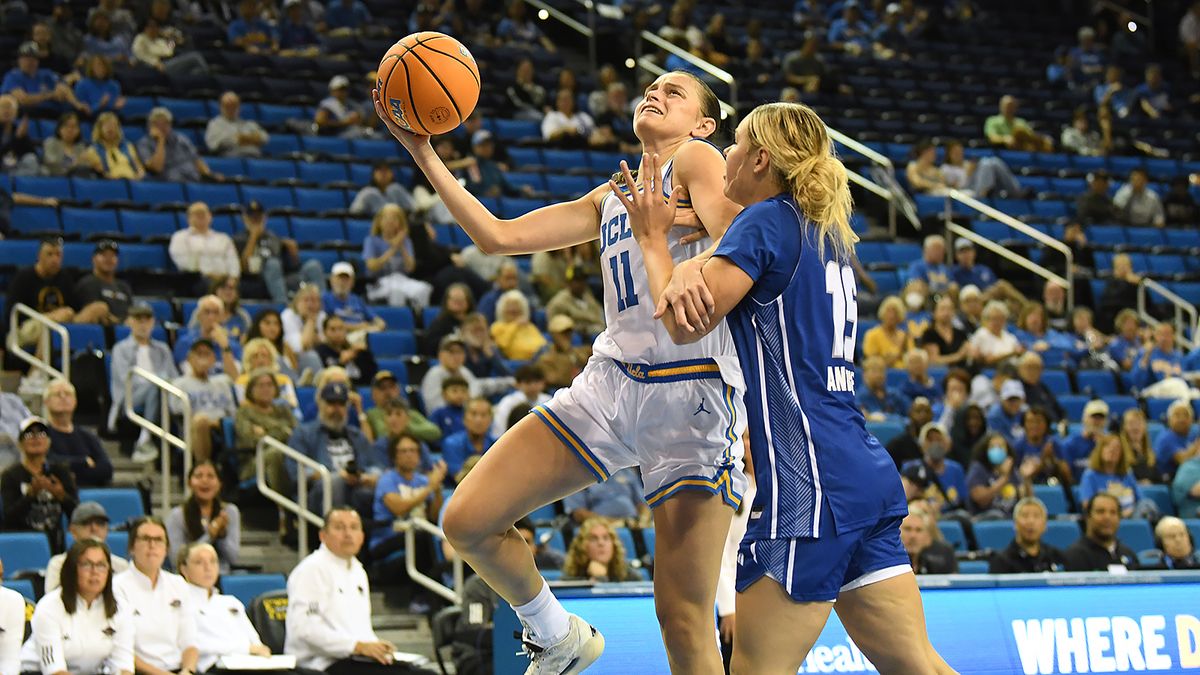 UCLA Bruins guard Gabriela Jaquez (11) is fouled while attempting a lay up during an NCAA basketball game against the UCSB Gauchos on Thursday, November 6, 2025 at Pauley Pavilion in Los Angeles, Calif. Bruins defeated the Gauchos 87-50. UCLA Bruins guard Gabriela Jaquez (11) is fouled while attempting a lay up during an NCAA basketball game against the UCSB Gauchos on Thursday, November 6, 2025 at Pauley Pavilion in Los Angeles, Calif. Bruins defeated the Gauchos 87-50.