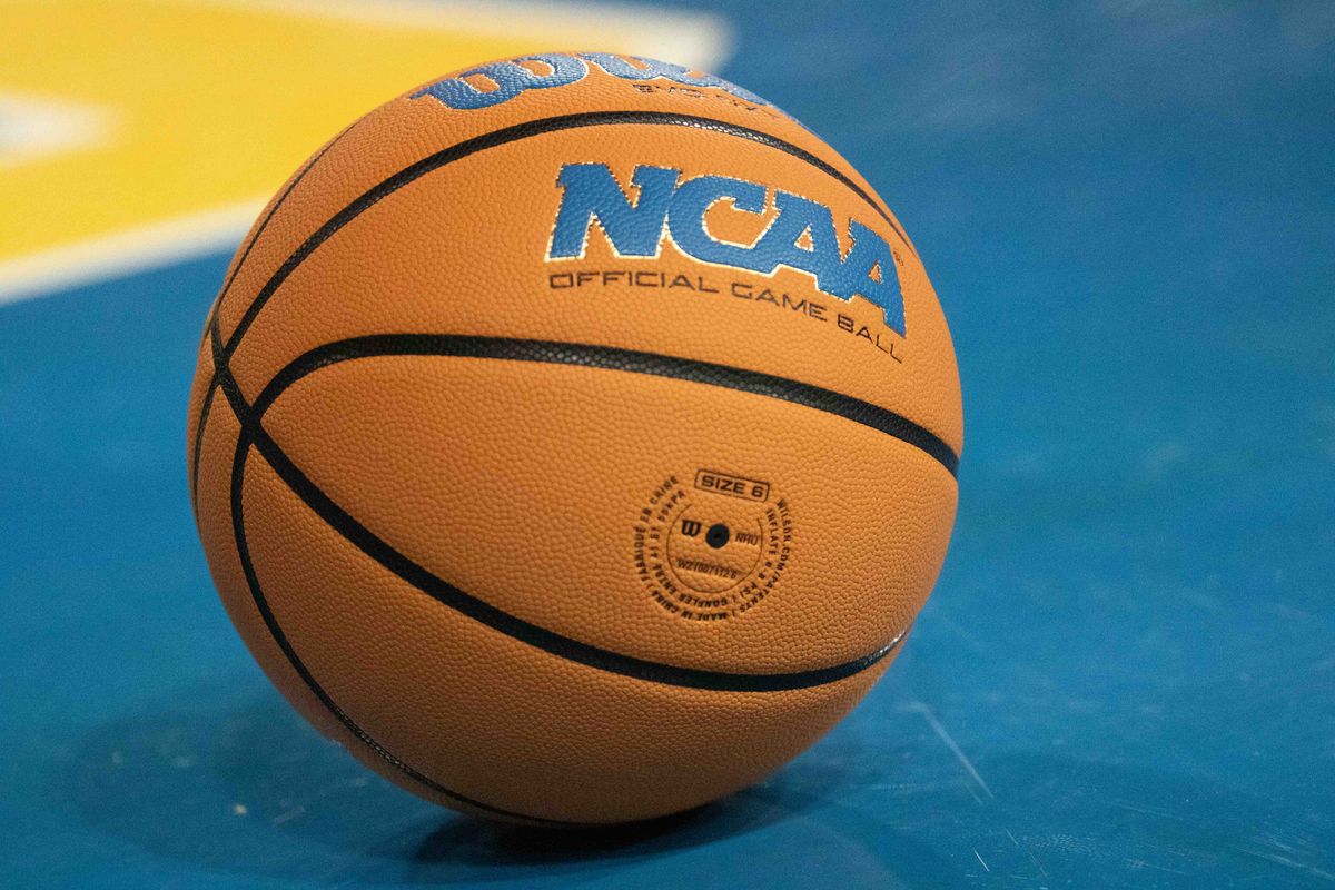 An official NCAA basketball on the floor during a NCAA basketball game between UCLA and Southern University on Sunday, November 23, 2025 at Pauley Pavilion in Los Angeles, CA. An official NCAA basketball on the floor during a NCAA basketball game between UCLA and Southern University on Sunday, November 23, 2025 at Pauley Pavilion in Los Angeles, CA.