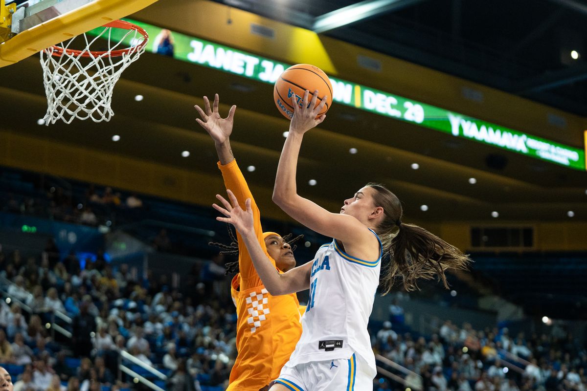 UCLA Bruins guard Gabriela Jaquez (11) drives to the basket and scores during an NCAA basketball game against the Tennessee Lady Volunteers on Sunday, November 30, 2025 at Pauley Pavilion in Los Angeles, Calif. UCLA Bruins guard Gabriela Jaquez (11) drives to the basket and scores during an NCAA basketball game against the Tennessee Lady Volunteers on Sunday, November 30, 2025 at Pauley Pavilion in Los Angeles, Calif.