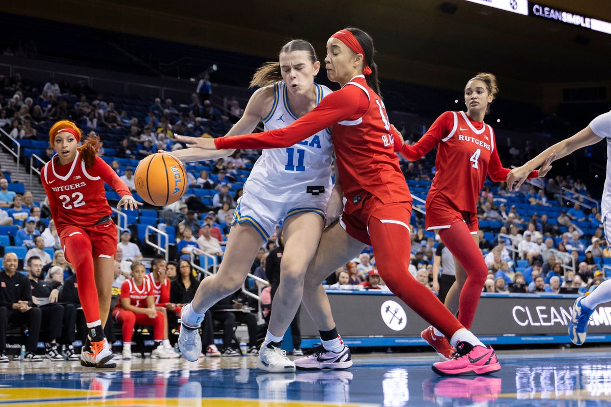 Gabriela Jaquez #11 of the UCLA Bruins drives towards the basket during an NCAA basketball game against the Rutgers Scarlet Knights, Wednesday February 4, 2026 in Los Angeles, Calif. Gabriela Jaquez #11 of the UCLA Bruins drives towards the basket during an NCAA basketball game against the Rutgers Scarlet Knights, Wednesday February 4, 2026 in Los Angeles, Calif.
