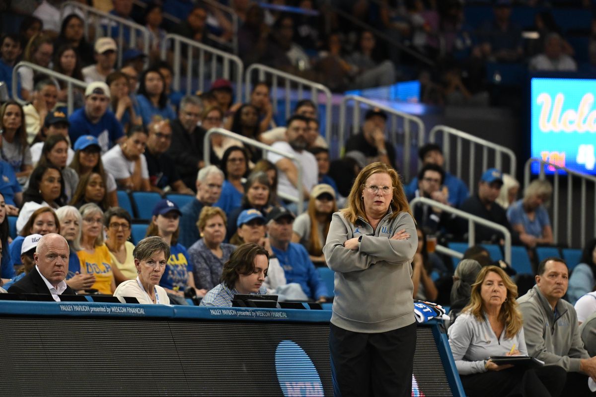 UCLA head coach Cori Close watches the action during an NCAA Women's Basketball game between California Baptist University and University of California Los Angeles on Saturday, March 21, 2026 at Pauley Pavilion in Los Angeles Calif UCLA head coach Cori Close watches the action during an NCAA Women's Basketball game between California Baptist University and University of California Los Angeles on Saturday, March 21, 2026 at Pauley Pavilion in Los Angeles Calif