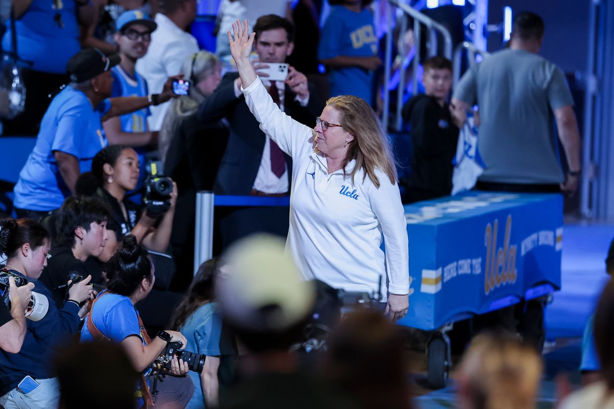 Head coach Cori Close is introduced to the crowd during the celebration for the NCAA Champion UCLA Bruins Women’s basketball team, Wednesday April 8, 2026, in Los Angeles, Calif. Head coach Cori Close is introduced to the crowd during the celebration for the NCAA Champion UCLA Bruins Women’s basketball team, Wednesday April 8, 2026, in Los Angeles, Calif.