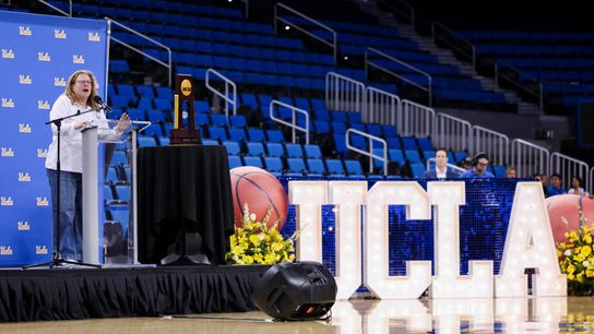 Cori Close and UCLA bring NCAA trophy home to Pauley Pavilion taken at Pauley Pavilion (UCLA). Photo by Jordan Teller - The Sporting Tribune