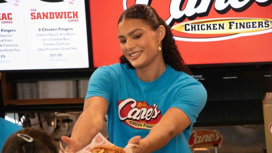 From raising trophies to Raising Cane's: Lauren Betts and Kiki Rice clock in taken at Raising Cane's (UCLA)