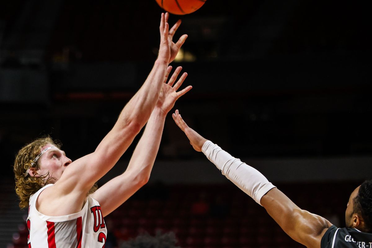 UNLV Runnin' Rebels F Walter Brown (22) attempts a three-point shot against the Saint Joseph's Hawks on Thursday November 20, 2025, in Las Vegas, Nevada. UNLV Runnin' Rebels F Walter Brown (22) attempts a three-point shot against the Saint Joseph's Hawks on Thursday November 20, 2025, in Las Vegas, Nevada.
