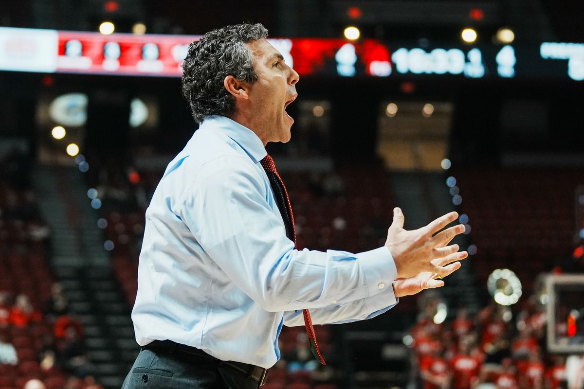 UNLV coach Josh Pastner reacts to a play on the sidelines during first half of college basketball game against UNLV on Sat., Dec. 20, 2025, at Thomas & Mack Center in Las Vegas. UNLV coach Josh Pastner reacts to a play on the sidelines during first half of college basketball game against UNLV on Sat., Dec. 20, 2025, at Thomas & Mack Center in Las Vegas.
