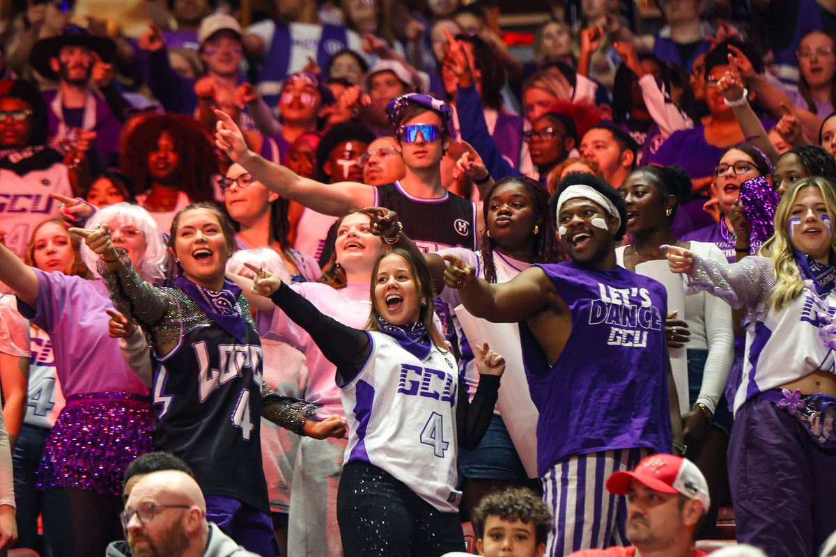 The Grand Canyon Antelopes student section cheering during a college basketball game against the UNLV Runnin' Rebels on Saturday February 7, 2026, in Las Vegas, Nevada. The Grand Canyon Antelopes student section cheering during a college basketball game against the UNLV Runnin' Rebels on Saturday February 7, 2026, in Las Vegas, Nevada.