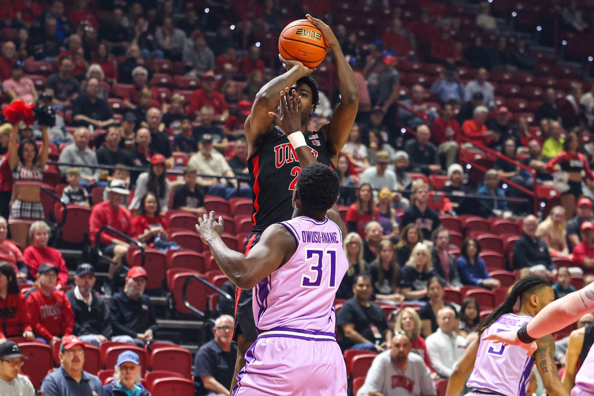 UNLV Runnin' Rebels F Kimani Hamilton (2) shoots a three-point shot against the Grand Canyon Antelopes on Saturday February 7, 2026, in Las Vegas, Nevada. UNLV Runnin' Rebels F Kimani Hamilton (2) shoots a three-point shot against the Grand Canyon Antelopes on Saturday February 7, 2026, in Las Vegas, Nevada.