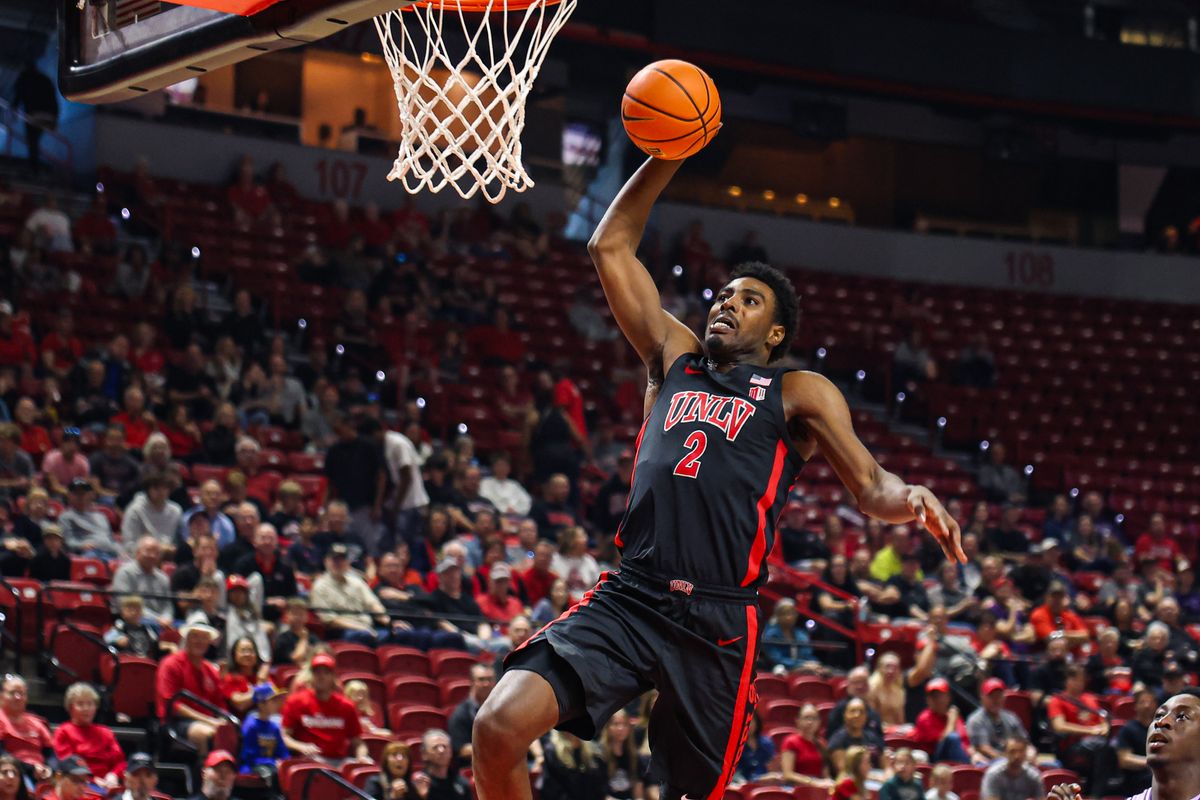 UNLV Runnin' Rebels F Kimani Hamilton (2) winds up for a dunk during a college basketball game against the Grand Canyon Antelopes on Saturday February 7, 2026, in Las Vegas, Nevada. UNLV Runnin' Rebels F Kimani Hamilton (2) winds up for a dunk during a college basketball game against the Grand Canyon Antelopes on Saturday February 7, 2026, in Las Vegas, Nevada.