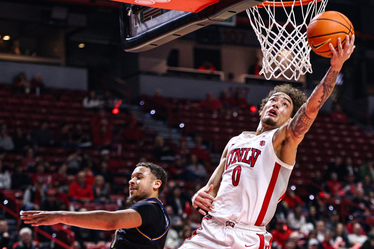 UNLV Runnin' Rebels G Dravyn Gibbs-Lawhorn (0) shoots a lay-up during a college basketball game against the San Jose State Spartans on Tuesday February 10, 2026, in Las Vegas, Nevada. UNLV Runnin' Rebels G Dravyn Gibbs-Lawhorn (0) shoots a lay-up during a college basketball game against the San Jose State Spartans on Tuesday February 10, 2026, in Las Vegas, Nevada.