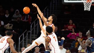 USC men's continue strong defensive stance vs. Cal State Northridge taken at Galen Center (USC). Photo by Abraham Perez - The Sporting Tribune