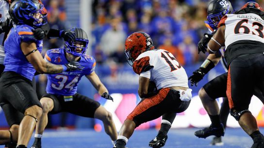 SDSU shown where they want to go as a program in loss at Boise State taken in Boise, Idaho (San Diego State Aztecs)