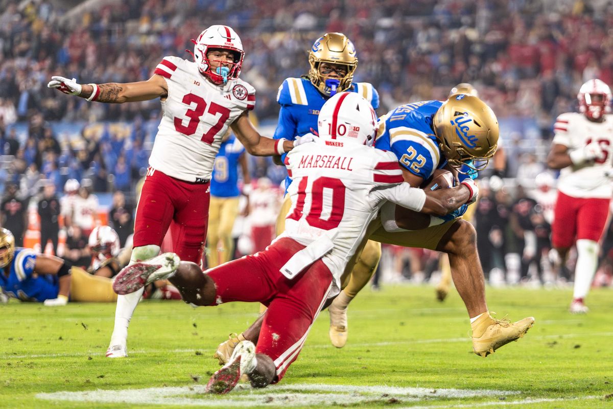 UCLA Bruins running back Anthony Frias II (22) runs in for a touchdown during the game against Nebraska Cornhuskers at Rose Bowl Stadium on November 8, 2025 in Pasadena, California. UCLA Bruins running back Anthony Frias II (22) runs in for a touchdown during the game against Nebraska Cornhuskers at Rose Bowl Stadium on November 8, 2025 in Pasadena, California.