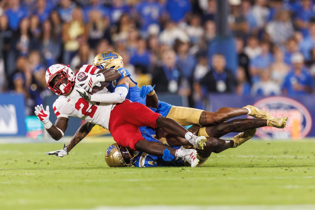UCLA Bruins defensive back Andre Jordan Jr. (2) during the game against Nebraska Cornhuskers at Rose Bowl Stadium on November 8, 2025 in Pasadena, California. UCLA Bruins defensive back Andre Jordan Jr. (2) during the game against Nebraska Cornhuskers at Rose Bowl Stadium on November 8, 2025 in Pasadena, California.