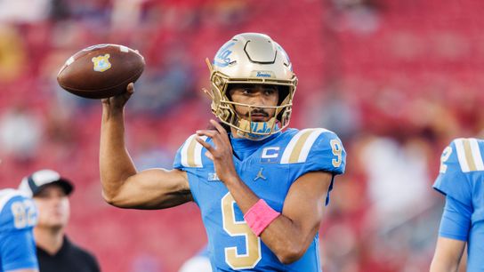 UCLA Bruins quarterback Nico Iamaleava (9) warms up before a NCAAF game against the USC Trojans on November 29, 2025 in Los Angeles, CA. UCLA Bruins quarterback Nico Iamaleava (9) warms up before a NCAAF game against the USC Trojans on November 29, 2025 in Los Angeles, CA.
