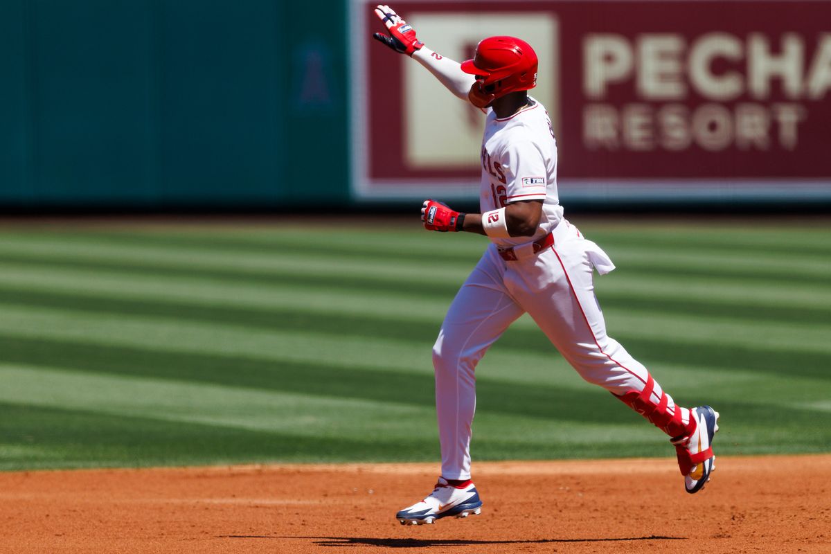Jorge Soler #12 of the Los Angeles Angels celebrates his home run during the game against the Atlanta Braves at Angel Stadium of Anaheim on April 8, 2026 in Anaheim, California. Jorge Soler #12 of the Los Angeles Angels celebrates his home run during the game against the Atlanta Braves at Angel Stadium of Anaheim on April 8, 2026 in Anaheim, California.