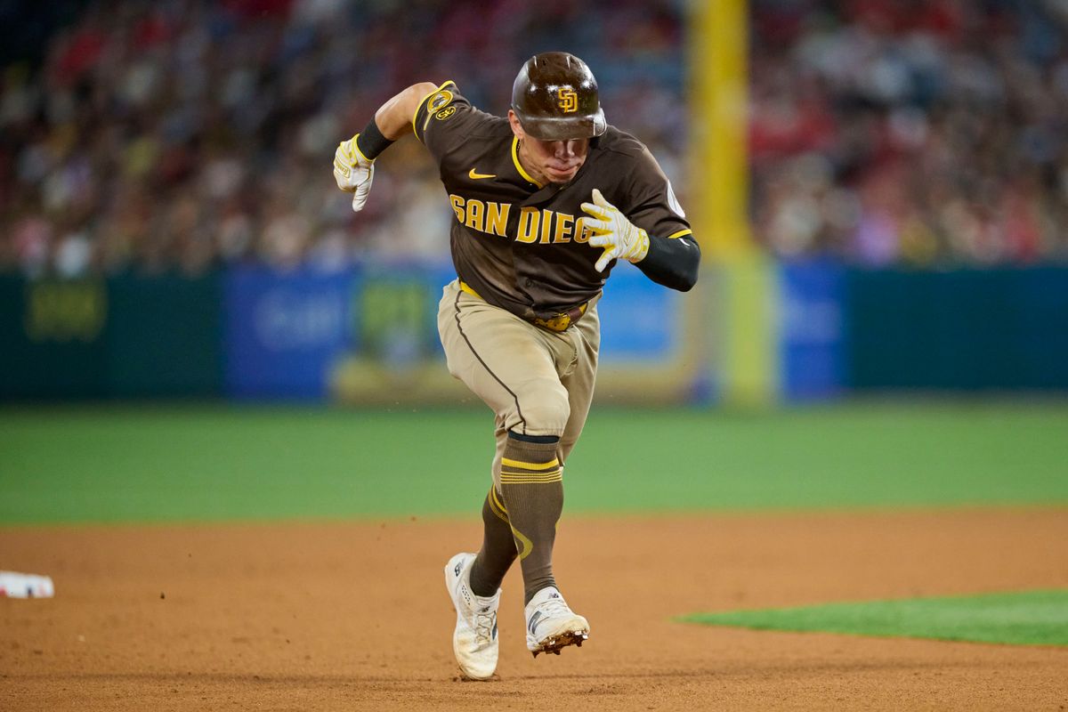 The San Diego Padres Freddy Fermin #54 runs during an MLB game against the Los Angeles Angels, April 18th, 2026 in Anaheim California. The San Diego Padres Freddy Fermin #54 runs during an MLB game against the Los Angeles Angels, April 18th, 2026 in Anaheim California.