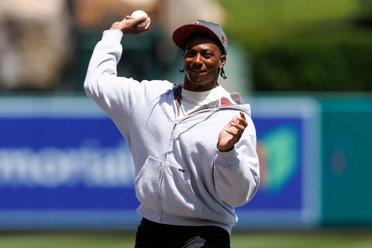 King Miller of the USC Trojans throws out the first pitch before the game between the San Diego Padres and the Los Angeles Angels at Angel Stadium of Anaheim on April 19, 2026 in Anaheim, California. King Miller of the USC Trojans throws out the first pitch before the game between the San Diego Padres and the Los Angeles Angels at Angel Stadium of Anaheim on April 19, 2026 in Anaheim, California.