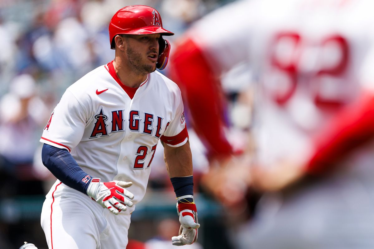 Mike Trout #27 of the Los Angeles Angels runs during the game against the Los Angeles Dodgers at Angel Stadium of Anaheim on May 17, 2026 in Anaheim, California. Mike Trout #27 of the Los Angeles Angels runs during the game against the Los Angeles Dodgers at Angel Stadium of Anaheim on May 17, 2026 in Anaheim, California.