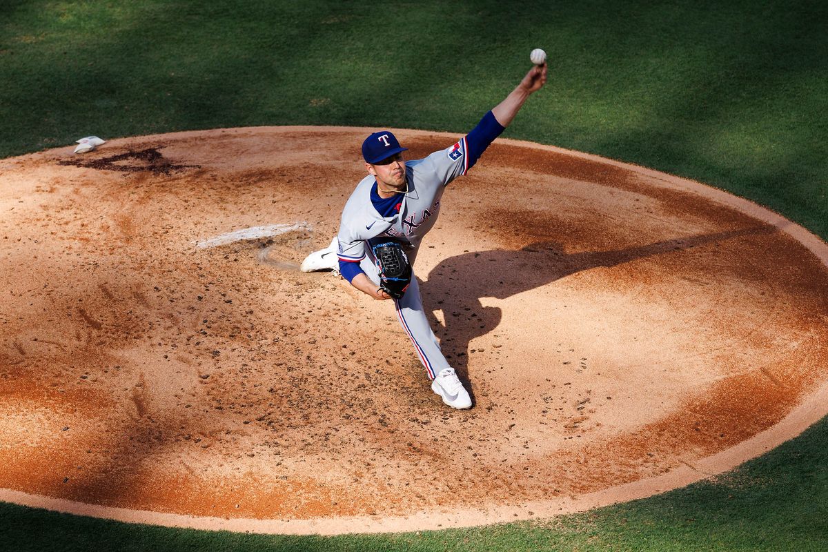 MacKenzie Gore #1 of the Texas Rangers pitches during the game against the Texas Rangers at Angel Stadium of Anaheim on May 24, 2026 in Anaheim, California. MacKenzie Gore #1 of the Texas Rangers pitches during the game against the Texas Rangers at Angel Stadium of Anaheim on May 24, 2026 in Anaheim, California.