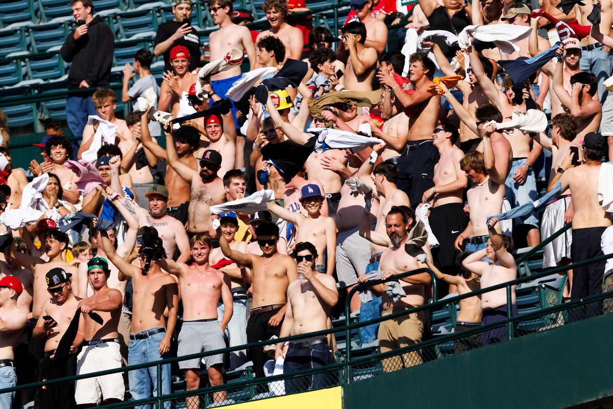 Los Angeles Angels fans cheer during the game against the Texas Rangers at Angel Stadium of Anaheim on May 24, 2026 in Anaheim, California. Los Angeles Angels fans cheer during the game against the Texas Rangers at Angel Stadium of Anaheim on May 24, 2026 in Anaheim, California.