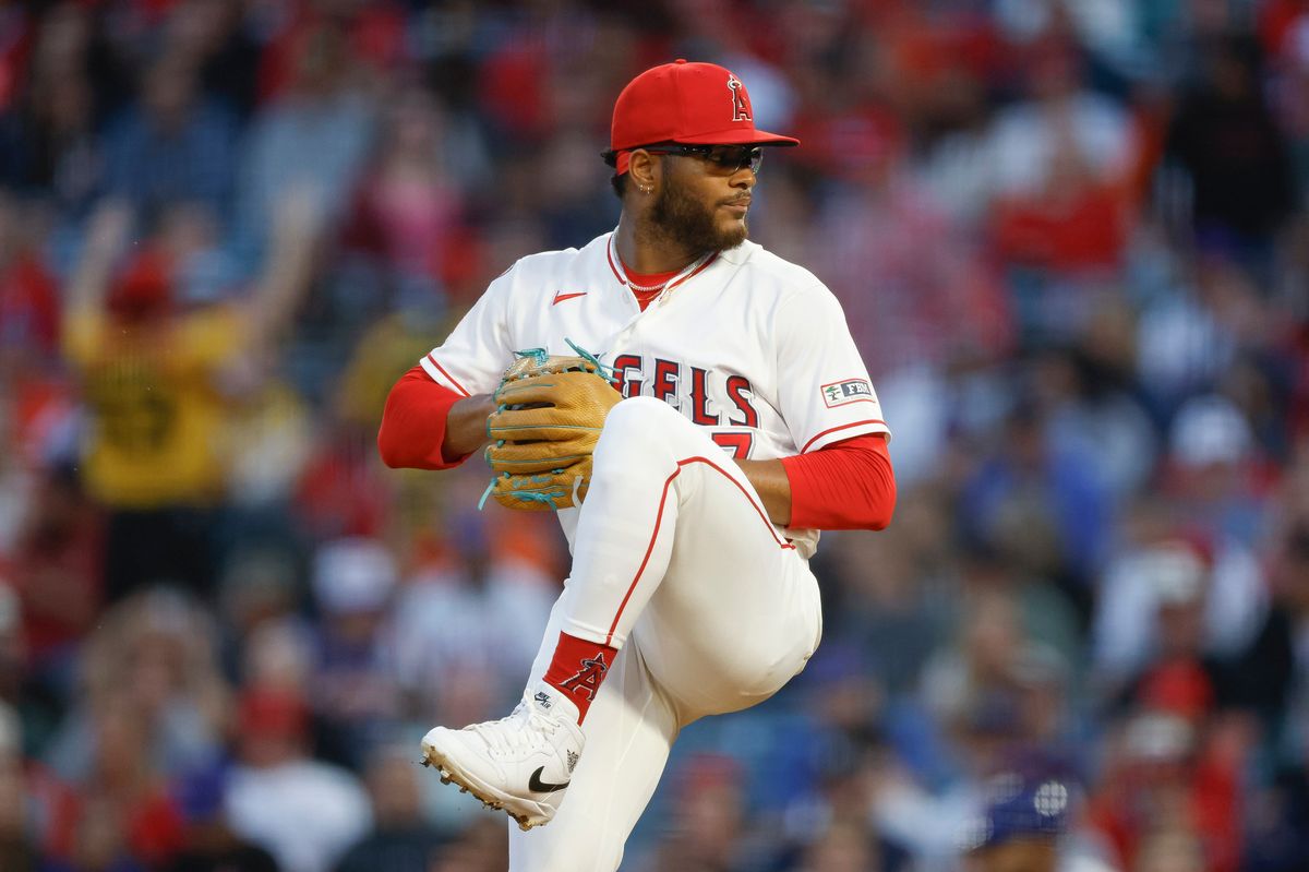 Walbert Urena #57 of the Los Angeles Angels throws a pitch against the New York Mets at Angel Stadium on May 1, 2026, in Anaheim, California. Walbert Urena #57 of the Los Angeles Angels throws a pitch against the New York Mets at Angel Stadium on May 1, 2026, in Anaheim, California.