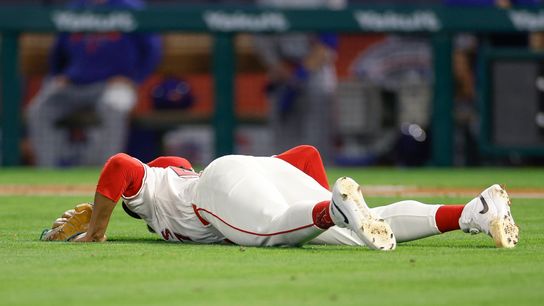 Walbert Urena #57 of the Los Angeles Angels lays on the field with an injury against the New York Mets at Angel Stadium on May 1, 2026, in Anaheim, California. Walbert Urena #57 of the Los Angeles Angels lays on the field with an injury against the New York Mets at Angel Stadium on May 1, 2026, in Anaheim, California.