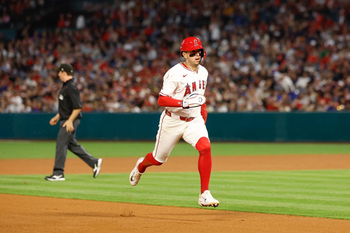 Zach Neto #9 of the Los Angeles Angels runs to third base against the New York Mets at Angel Stadium on May 2, 2026, in Anaheim, California. Zach Neto #9 of the Los Angeles Angels runs to third base against the New York Mets at Angel Stadium on May 2, 2026, in Anaheim, California.