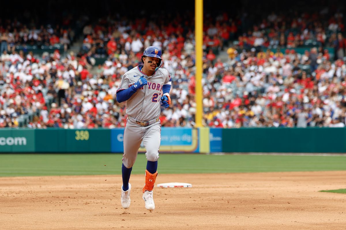 Mark Vientos #27 of the New York Mets rounds the bases on a two-run home run against the Los Angeles Angels at Angel Stadium on May 3, 2026, in Anaheim, California. Mark Vientos #27 of the New York Mets rounds the bases on a two-run home run against the Los Angeles Angels at Angel Stadium on May 3, 2026, in Anaheim, California.