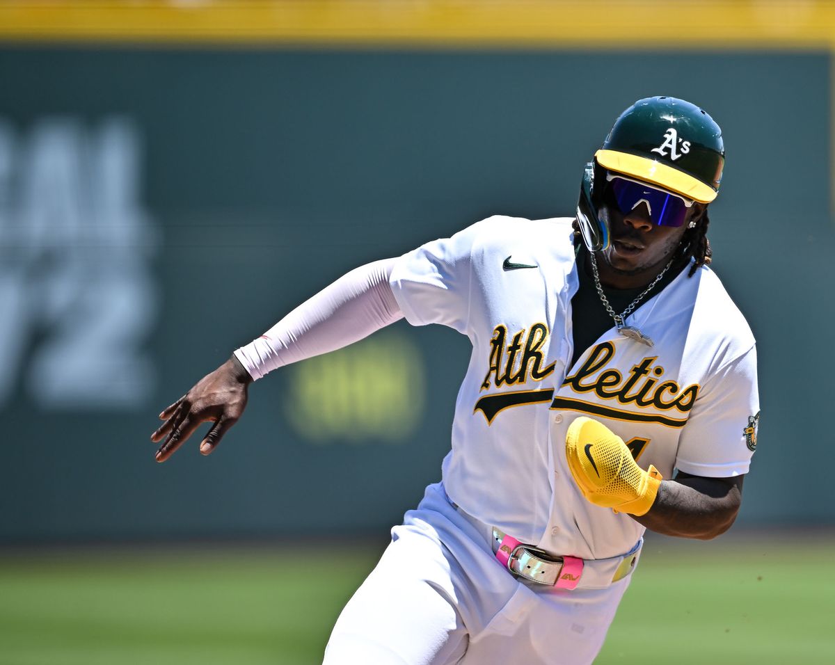 The Las Vegas Athletics center fielder Lawrence Butler (4) had three hits and one run during the MLB game against the Colorado Rockies Sunday June 14th, 2026 in Las Vegas, NV. The Las Vegas Athletics center fielder Lawrence Butler (4) had three hits and one run during the MLB game against the Colorado Rockies Sunday June 14th, 2026 in Las Vegas, NV.