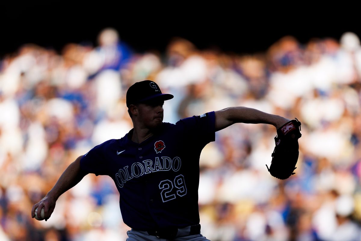 Tanner Gordon #29 of the Colorado Rockies pitches during the game against the Los Angeles Dodgers at Dodger Stadium on May 25, 2026 in Los Angeles, California. Tanner Gordon #29 of the Colorado Rockies pitches during the game against the Los Angeles Dodgers at Dodger Stadium on May 25, 2026 in Los Angeles, California.