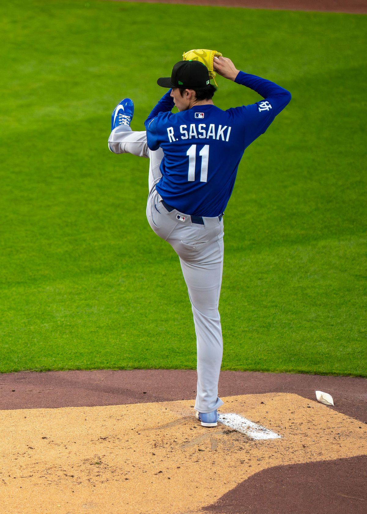 Los Angeles Dodgers pitcher Roki Sasaki (11) pitching during an MLB spring training baseball game against the Kansas City Royals on March 17th, 2026 in Surprise, AZ. Los Angeles Dodgers pitcher Roki Sasaki (11) pitching during an MLB spring training baseball game against the Kansas City Royals on March 17th, 2026 in Surprise, AZ.