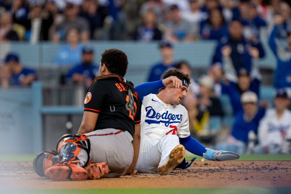 Los Angeles Dodgers infielder Alex Freeland (76) slides into home safely during an MLB baseball game against the Baltimore Orioles on June 19th, 2026 in Los Angeles, CA. Los Angeles Dodgers infielder Alex Freeland (76) slides into home safely during an MLB baseball game against the Baltimore Orioles on June 19th, 2026 in Los Angeles, CA.